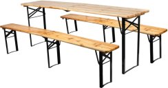 Set pivný DORTMUND Max3 Slim, stôl 220x50x76,5 cm, 2x lavica 220x25x46,5 cm, drevo 27 mm