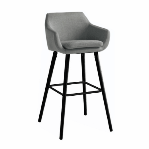Barski stolac, sivo-smeđa tkanina/crna, TAHIRA