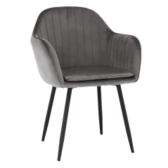 Design-Sessel, grauer Samtstoff, ZIRKON