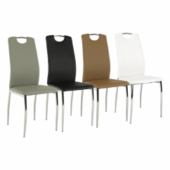 Esszimmerstuhl, Kunstleder beige/chrom, ERVINA