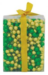 MagicHome karácsonyi dekoráció, girland - golyók, arany/zöld. 9 m