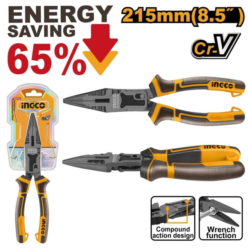 Kliešte rádiové s teflónovým povrchom CrV 215mm INGCO Industrial KLC