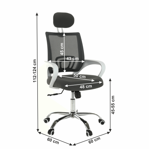 Krzesło biurowe, szaro/białe, SANAZ TYP 1