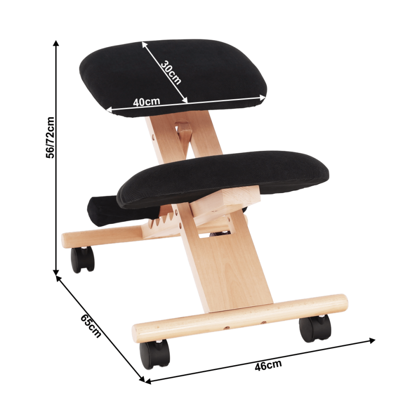 Ergonomska stolica za klečanje, crna/bukva, GROCO