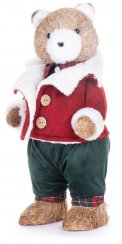 MagicHome Weihnachtsdekoration, Bär mit roter Jacke, 18x22x41 cm