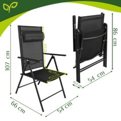 Scaun de grădină pliabil negru 2pcs. Gardlov (akce)