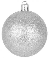 MagicHome karácsonyi labdák, 20 db, 6 cm, ezüst, karácsonyfára