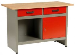 Stôl 1 US, pracovný, oceľový plech, 2x zásuvka, 1215 x 615 x 800 mm