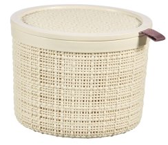 Kosz z pokrywką Curver® JUTE ROUND, 2 lit., beżowy, z pokrywką, 17x13 cm