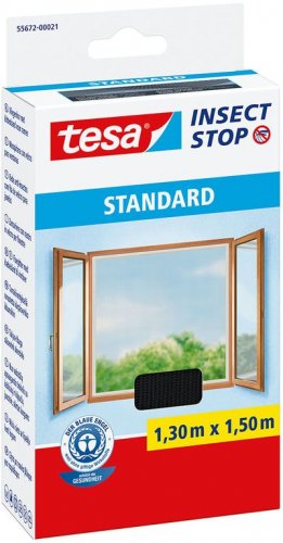tesa® Standardnetz, 130x150 cm, gegen Insekten und Mücken, für Fenster, Anthrazit