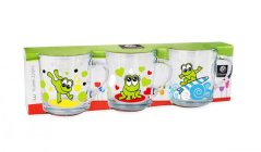 Szklany kubek 220ML FROGS mix, zestaw 3 sztuk KLC