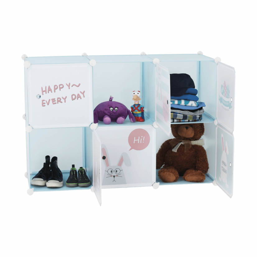 Modularer Kinderschrank, blau/Kindermuster, EDRIN