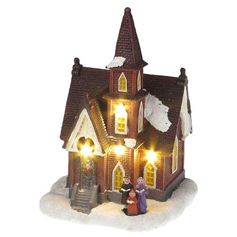 MagicHome Weihnachtsdekoration, Kirche, 4 LED warmweiß, 3xAA, innen, 12,50x12,30x18 cm