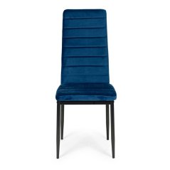 Stoličky s tvarovaným operadlom - modrý zamat - sada 4 ks