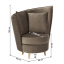 Fotelja u Art Deco stilu, taupe smeđe-siva Paros tkanina/hrast, OKRUGLO NOVO