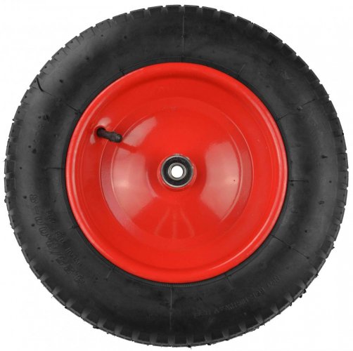 Aufblasbares Rad mit Lagern, Loch 12 mm, Durchmesser 36,5 cm, Breite 8 cm, rot mit Achse