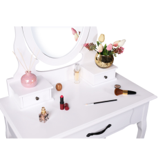 Schminktisch mit Hocker, weiß/silber, LINET NEW