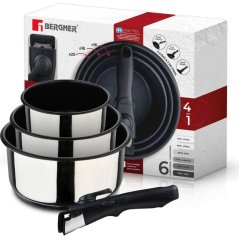 Sada hrncov nerez s nepriľnavým povrchom Click&amp;Cook 3 ks 16, 18, 20 cm