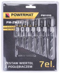 Set grezil za les s svedri, 7-delni, vpenjalno cilindrično steblo, POWERMAT (akce)