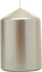 MagicHome Weihnachtskerze, 7x10 cm, zylindrisch, Champagner, Metallic-Effekt