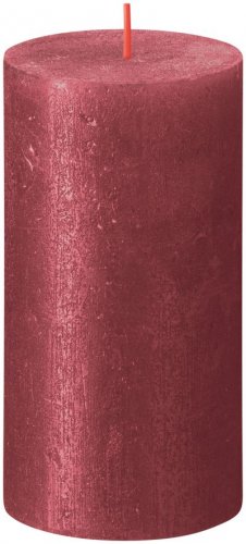 Bolsius Rustik Shimmer Kerze, Zylinder, rot, 60 Stunden, 68x130 mm