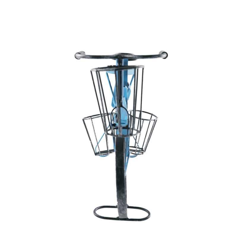 Retro-Blumentopf in Form eines Fahrrads, schwarz/blau, ALBO