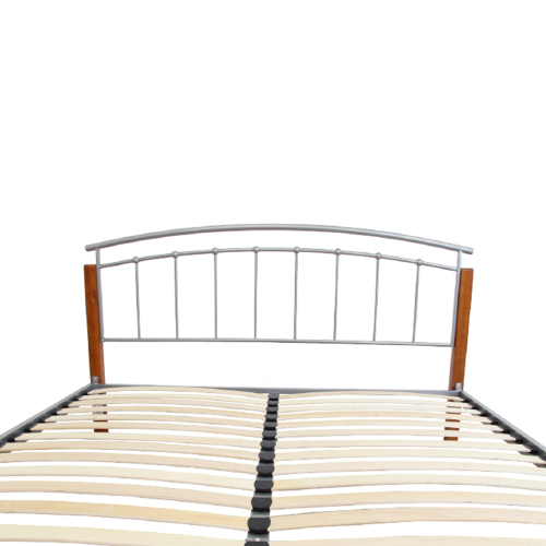 Łóżko, drewno olchowe/srebrny metal, 140x200, MIRELA