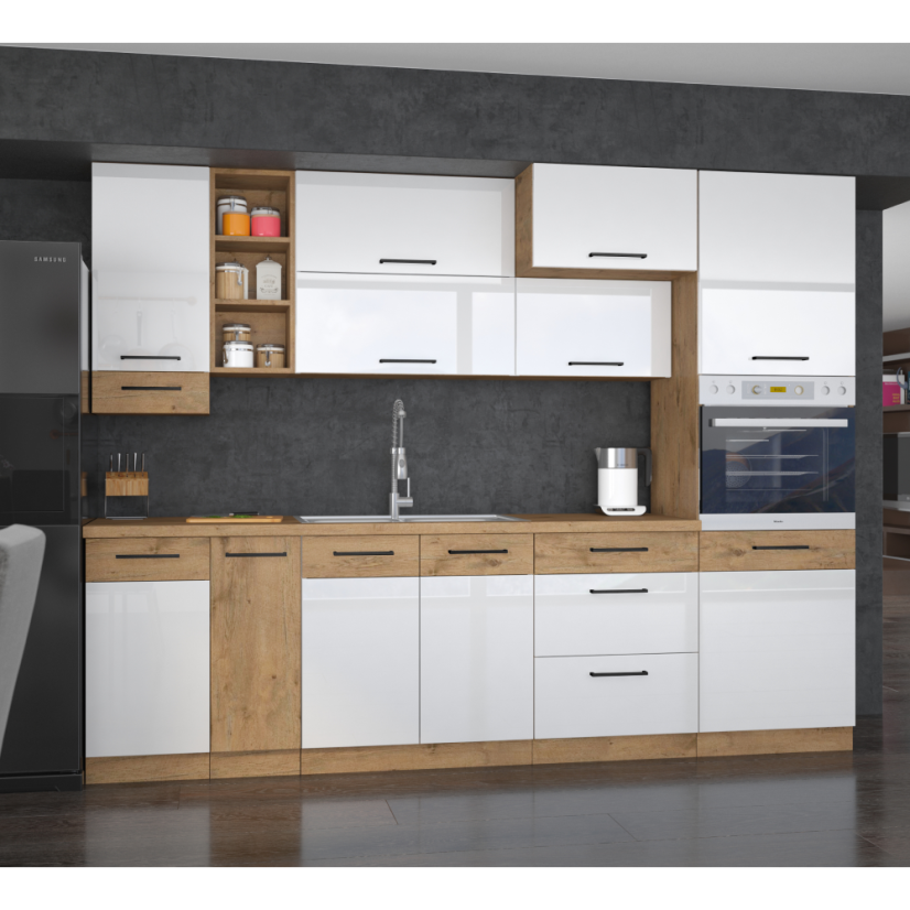 Oberschrank, Lancelot-Eiche/Weiß Extra-Hochglanz HG, VEGA 40 G-72 1F