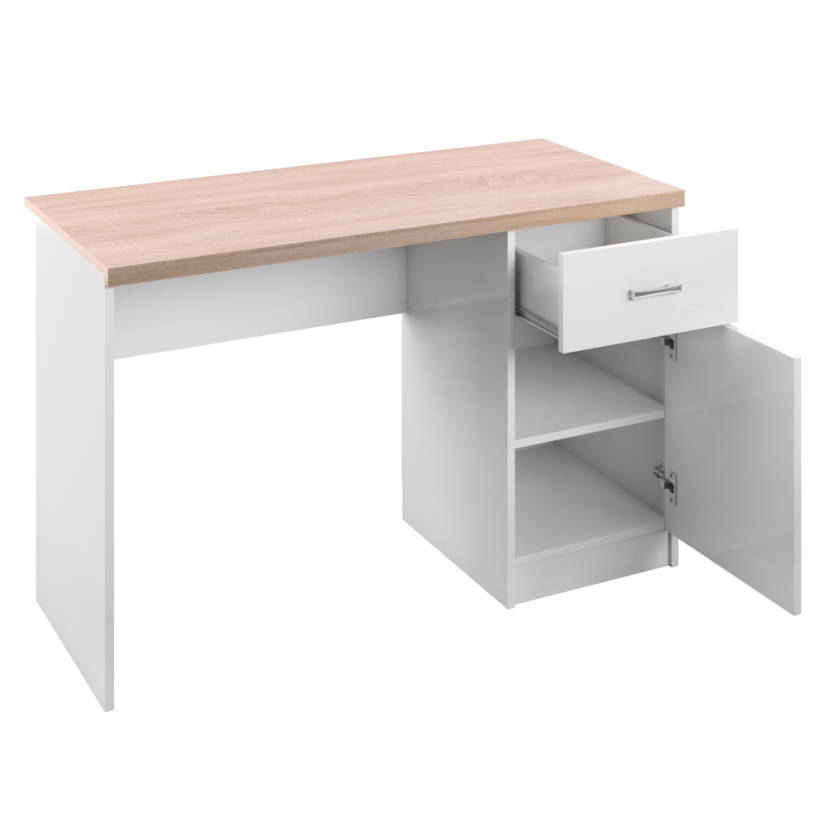 PC-Tisch 1D1S, Weiß/Sonoma-Eiche, TOPTY TYP 09