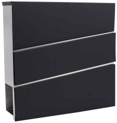 Briefkasten 37x10x37cm, rechteckig schwarz und silber, XL-TOOLS