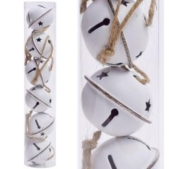 Glocken-Hängeornament 4 cm, 6er-Set, weiß