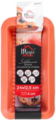 MagicHome Backform, für Brot/Laib, Silikon, rot, 24x12,5 cm