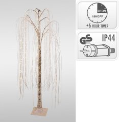 Dekorácia vŕba 220 LED 150 cm s časovačom strieborná (akce)