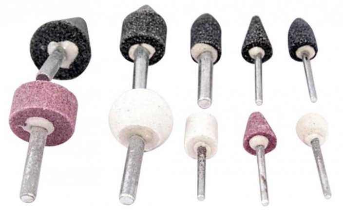 Schleifstein-Set aus Stein mit Schaft, 10-teilig, XL-TOOLS