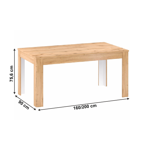 Zložljiva jedilna miza, apalaški hrast, 160-200x90 cm, PUSAN S
