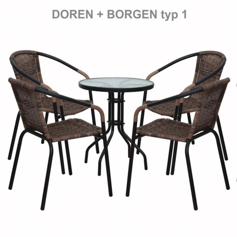 Esstisch, schwarzer Stahl/gehärtetes Glas, BORGEN TYP 2