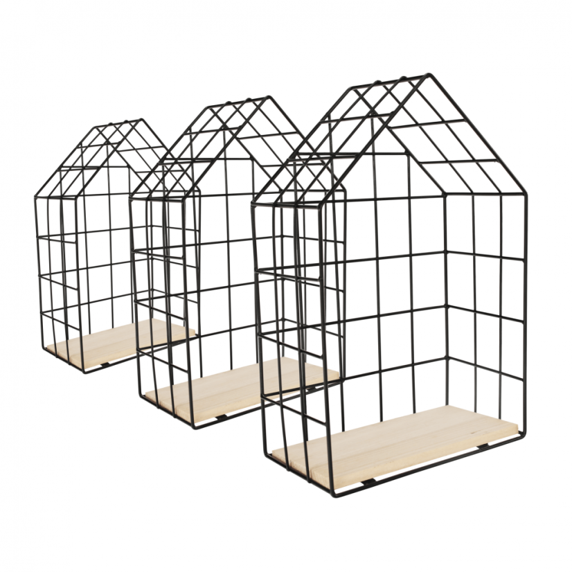 Metallregale, 3er-Set, Natur/Schwarz, AZURI