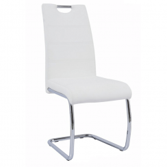 Jídelní židle, bílá/světlé šití, ABIRA NEW