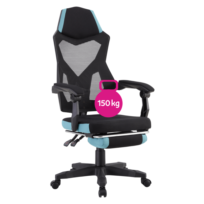 Pisarniški/gaming stol, črna/neomint, JORIK NOVO