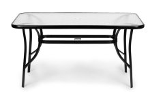 Záhradný sklenený stôl 120x70 cm, na terasu a záhradu, tvrdené sklo, otvor na slnečník, MultiGarden
