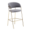 Designer Barhocker, graubrauner Samtstoff/goldchrom, DASMIN TYP 2