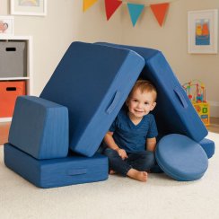 Veľká modulárna pohovka pre deti DIY 8 mäkkých vankúšov skladacia - modrá ECOTOYS