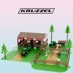 Fermă cu animale + 2 vagoane agricole 22404 (akce)