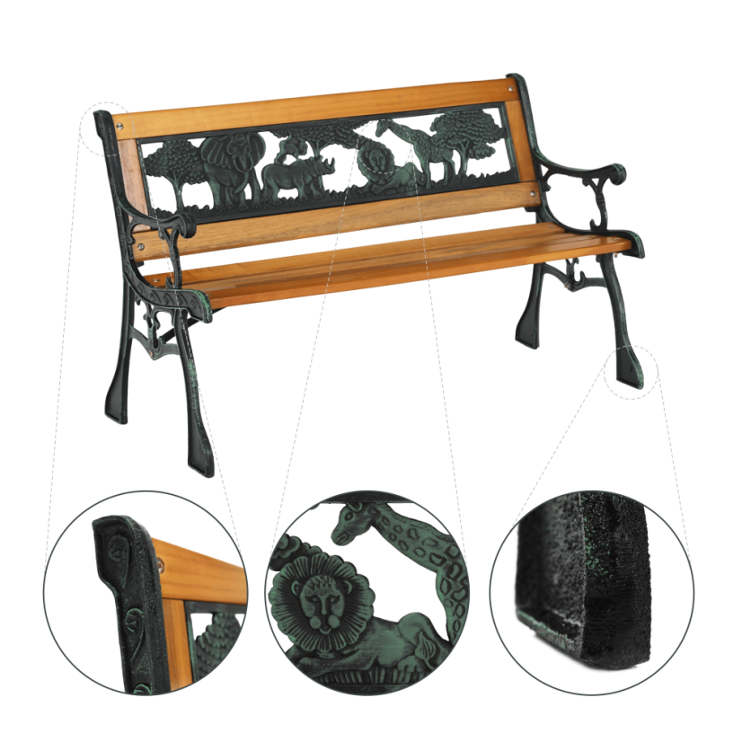 Dječja klupa, crna/prirodna, NADAZA (akce)