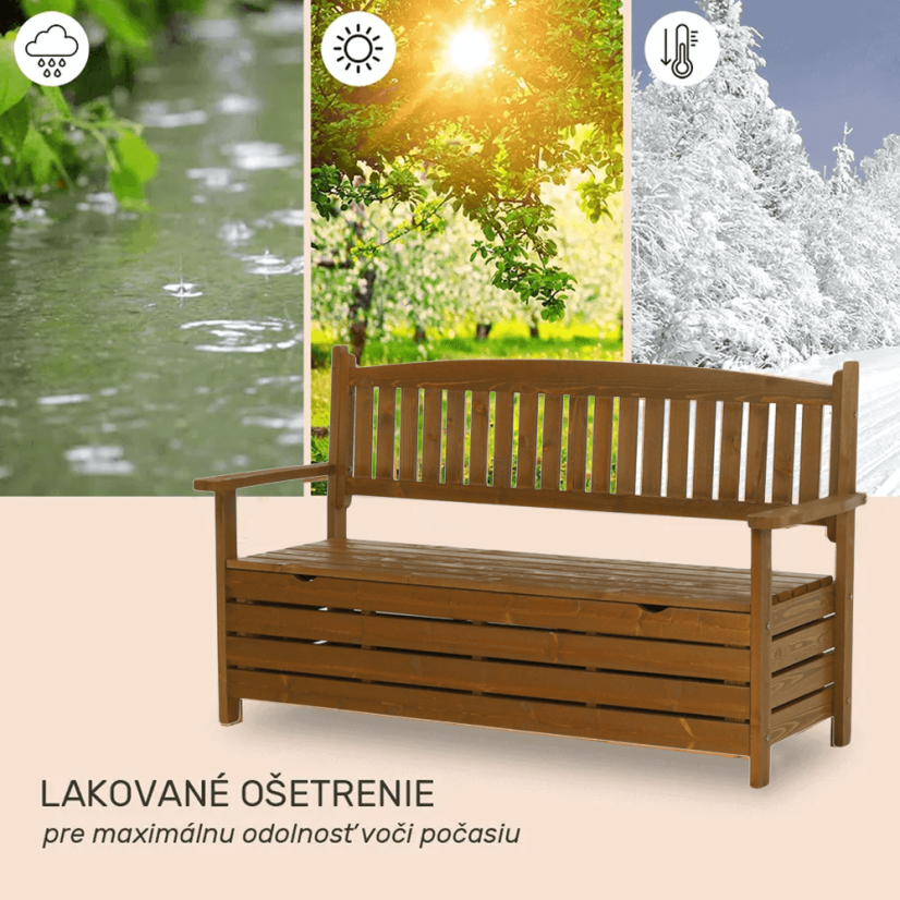 Ławka ogrodowa, brązowa, 150 cm, AMULA