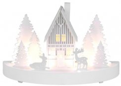 Dekorace MagicHome Vánoce, Horárna, 6 LED, MDF, 2xAAA, 25x12x28 cm