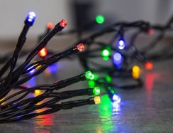 Řetěz MagicHome Vánoce Ceibo, 192 LED multicolor, 8 funkcí, časovač, 3xAA, exteriér, osvětlení, L-14,30 m