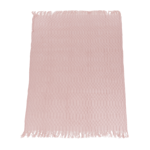 TEMPO-KONDELA SULIA TIP 2, pătură tricotată cu franjuri, roz deschis, 150x200 cm