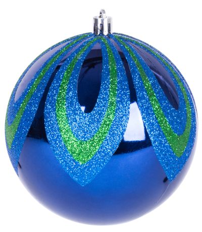 MagicHome božićne kuglice, 4 kom, plave, s ukrasom, za božićno drvce, 10 cm