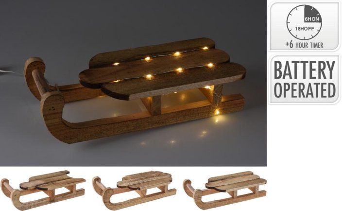 LED-Schlittendekoration 30x13x8 cm mit Mix-Timer